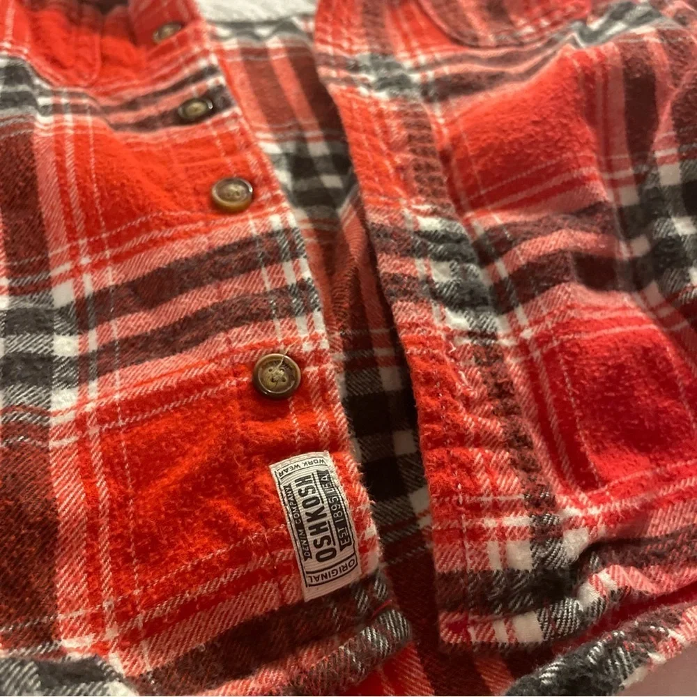 OshKosh B’Gosh 3T Red Plaid Flannel Button Down Long Sleeve Shirt PRELOVED